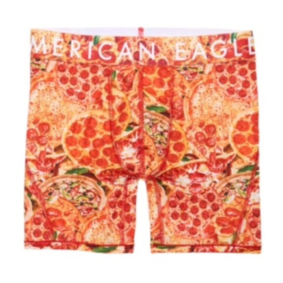 AE American Eagle 6" Flex Boxer Brief Men's L 35-38 Pizza Theme NWT - Picture 3 of 3
